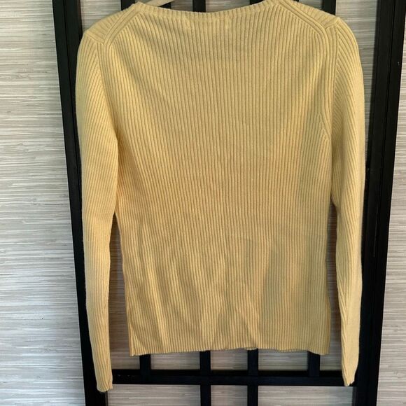 Collection 59 100% cashmere ribbed pale yellow buttercream sweater size L Bloomi - Picture 4 of 4